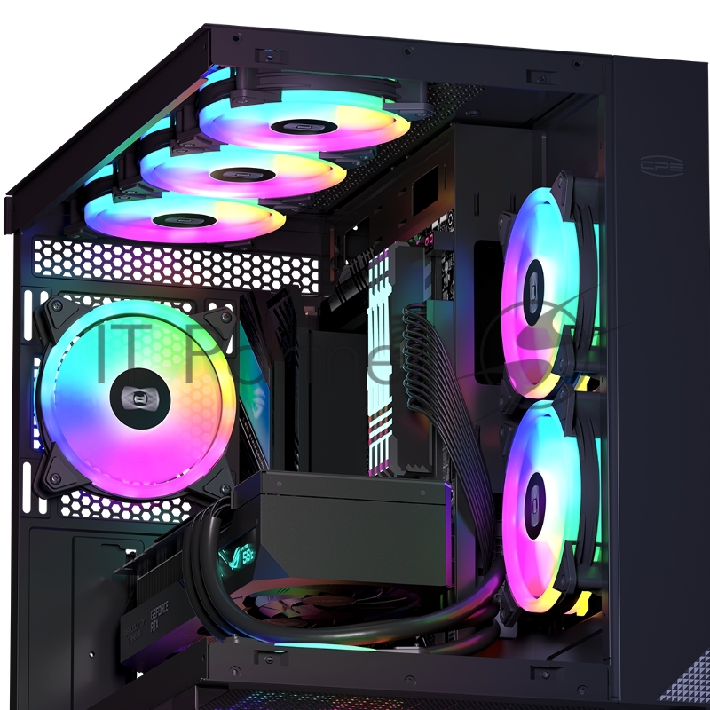 Кулер для корпуса/ PCCooler F3 T120 ARGB BK (120x120x25mm, 4-pin PWM, ARGB, 46CFM, 21.6dBA, 1800RPM, Black)