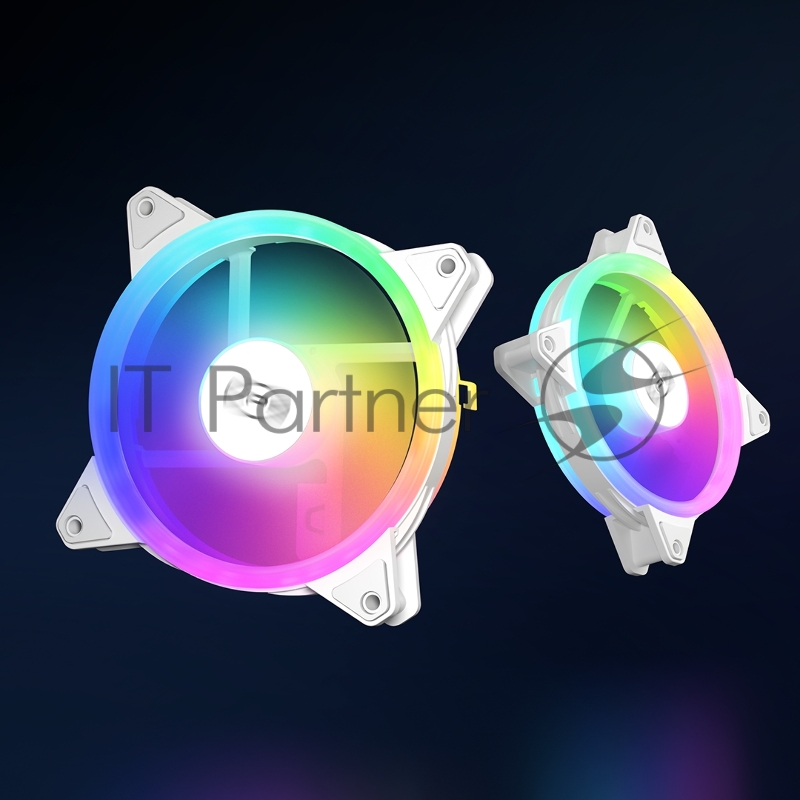 Кулер для корпуса/ PCCooler F3 T120 ARGB WH (120x120x25mm, 4-pin PWM, ARGB, 46CFM, 21.6dBA, 1800RPM, White)