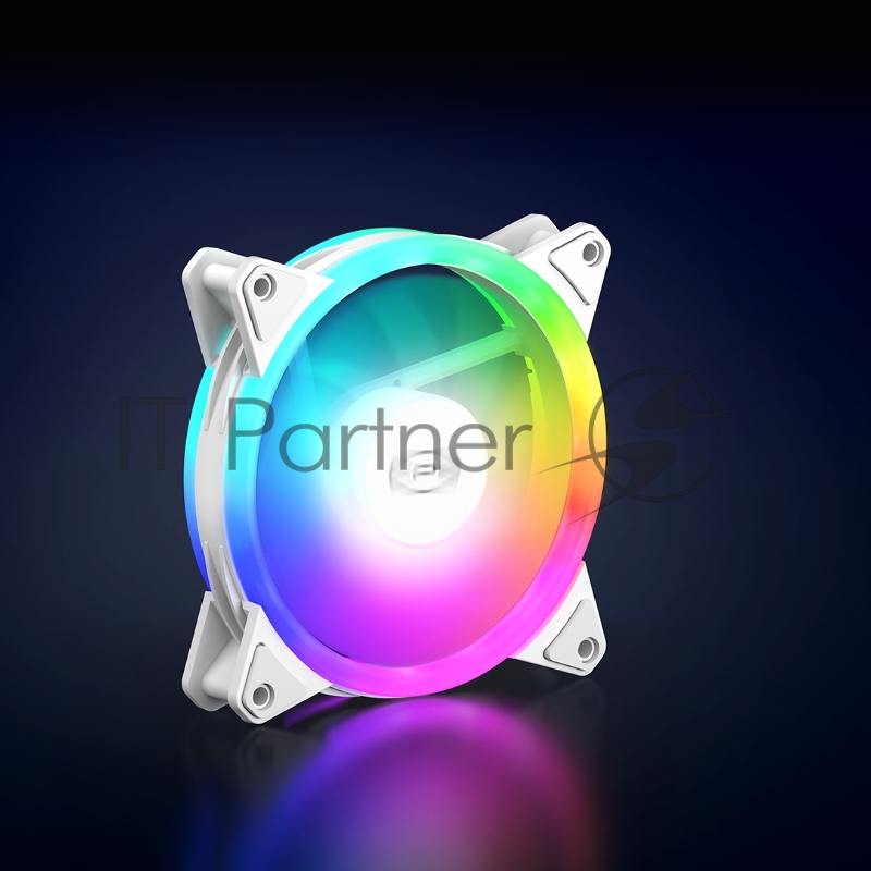 Кулер для корпуса/ PCCooler F3 T120 ARGB WH (120x120x25mm, 4-pin PWM, ARGB, 46CFM, 21.6dBA, 1800RPM, White)