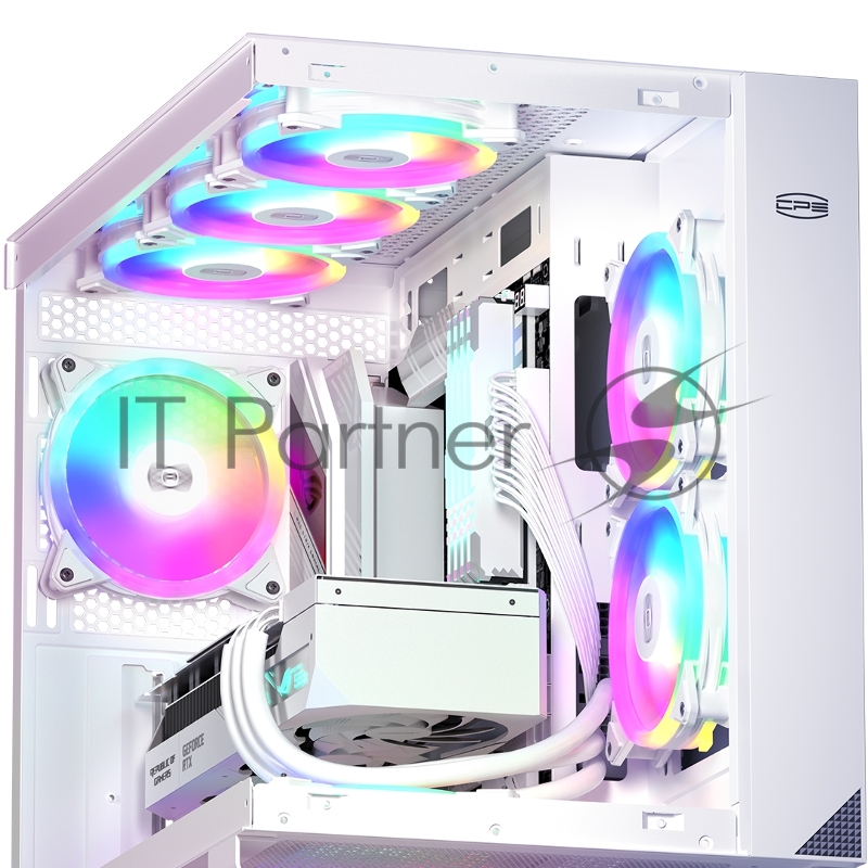 Кулер для корпуса/ PCCooler F3 T120 ARGB WH (120x120x25mm, 4-pin PWM, ARGB, 46CFM, 21.6dBA, 1800RPM, White)