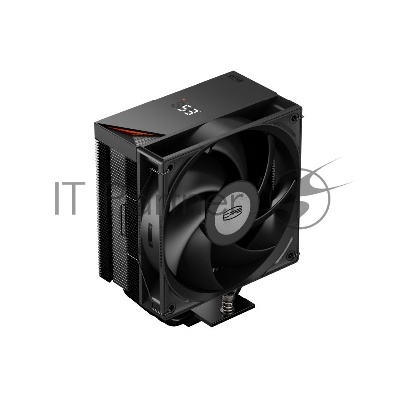 Кулер для процессора/ PCCooler RT500 Digital BK (240W, 4-pin PWM, LED temp., 152mm, Al/Cu, 5x6mm, 1x120mm, 73.32CFM, 34.9dBA, 2200RPM, S: 1851/1700/1200/115X, AM5/AM4, black)