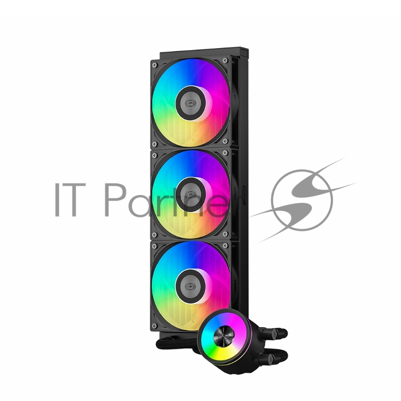 Система охлаждения/ PCCooler DA360 Pro ARGB BK (300W, 360mm, Black, ARGB/ Fans: 3x120mm, 75.8CFM, 33.7dBA, 2200RPM/ Pump height 57mm, 28dBA, 3000RPM, Rad thickness 27mm/ S: 1851, 1700, 1200, 20XX, 115X, AM5, AM4)