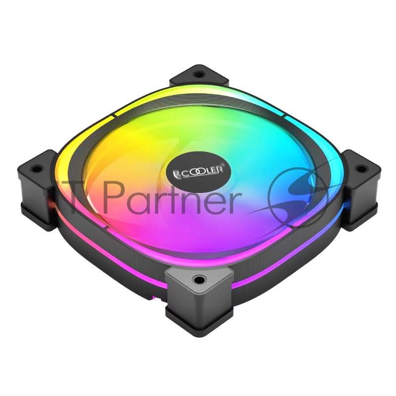 Кулер для корпуса/ PCCooler EF120 ARGB BK (120x120x25mm, 4-pin PWM, ARGB, 37.98CFM, 25.7dBA, 1500RPM, Black)