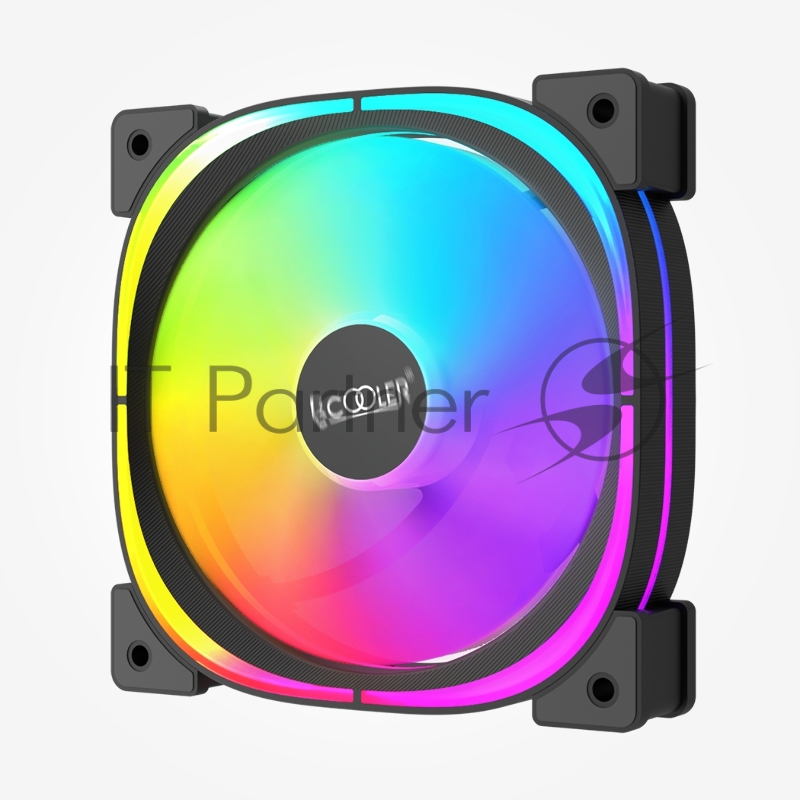 Кулер для корпуса/ PCCooler EF120 ARGB BK (120x120x25mm, 4-pin PWM, ARGB, 37.98CFM, 25.7dBA, 1500RPM, Black)