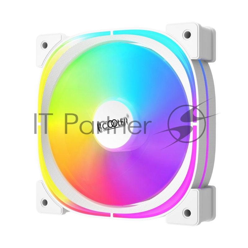 Кулер для корпуса/ PCCooler EF120 ARGB WH (120x120x25mm, 4-pin PWM, ARGB, 37.98CFM, 25.7dBA, 1500RPM, White)