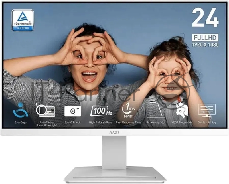 Монитор MSI 23.8 Pro MP2412W белый VA LED 16:9 HDMI M/M матовая 3000:1 250cd 178гр/178гр 1920x1080 100Hz DP FHD 2.9кг