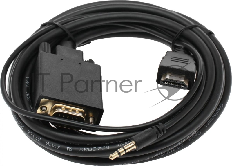 Кабель-переходник аудио-видео Premier 5-983AU HDMI (m)/VGA (m) 3м. позолоч.конт. черный (5-983AU 3.0)