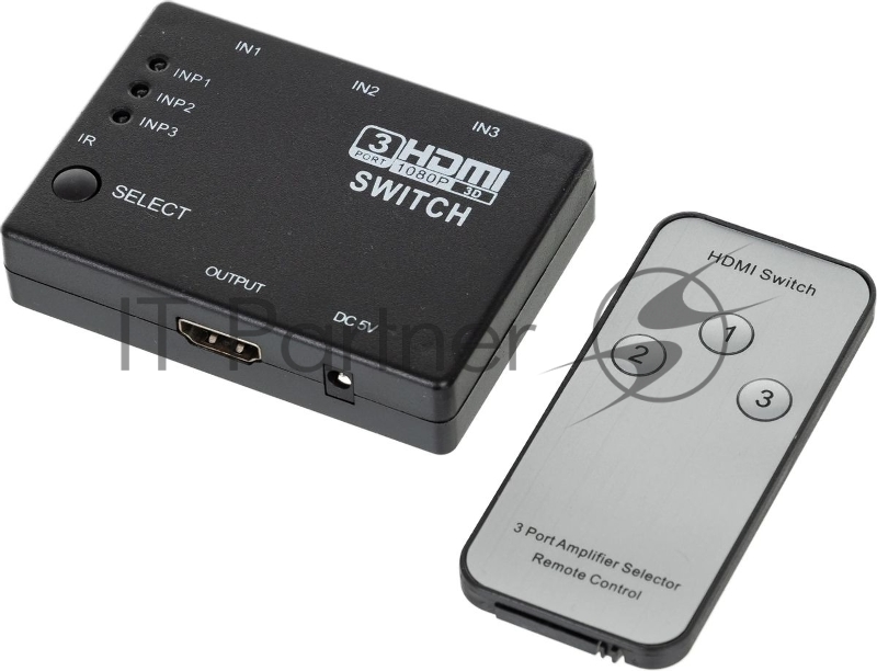 Переключатель аудио-видео Premier HDMI (f)/HDMI (f)/HDMI (f) черный (7004)