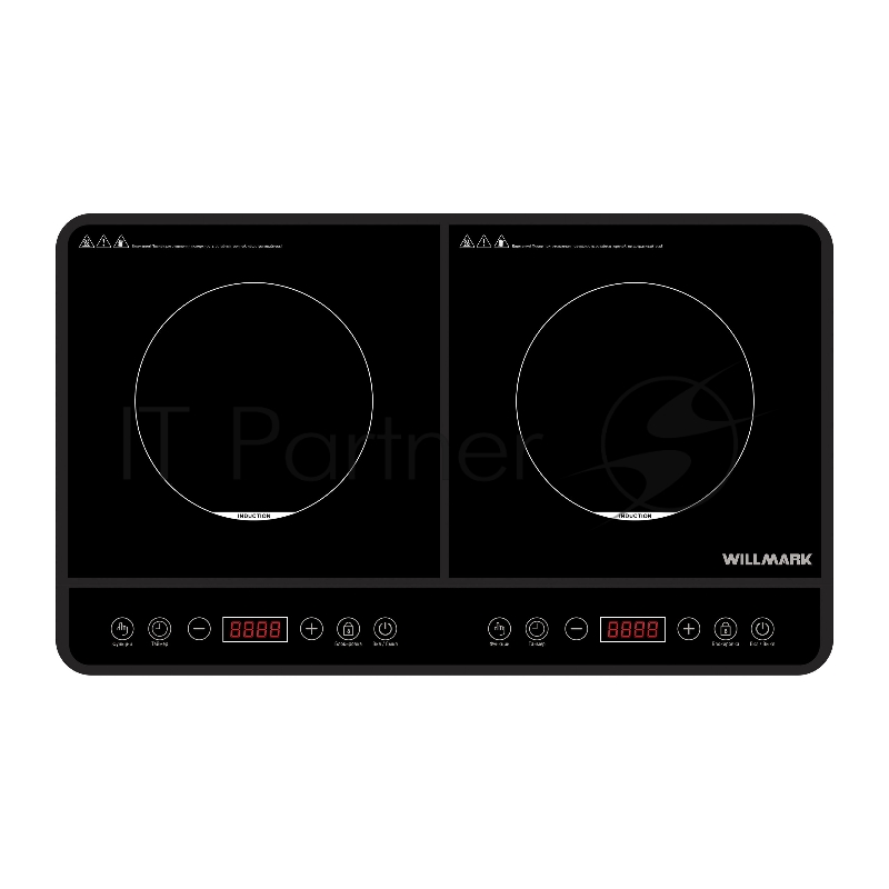 Плита индукционная WILLMARK WIP-2110BT (2000+2000Вт, 2 конф.,10 ур.мощн,10 ур темп,сенсор. панель)