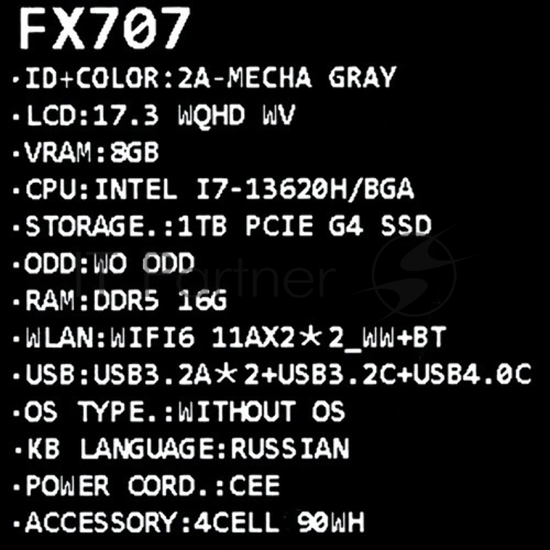 Ноутбук ASUS TUF Gaming F17 FX707VI-LL055 Mecha Gray (90NR0FI5-M004J0)