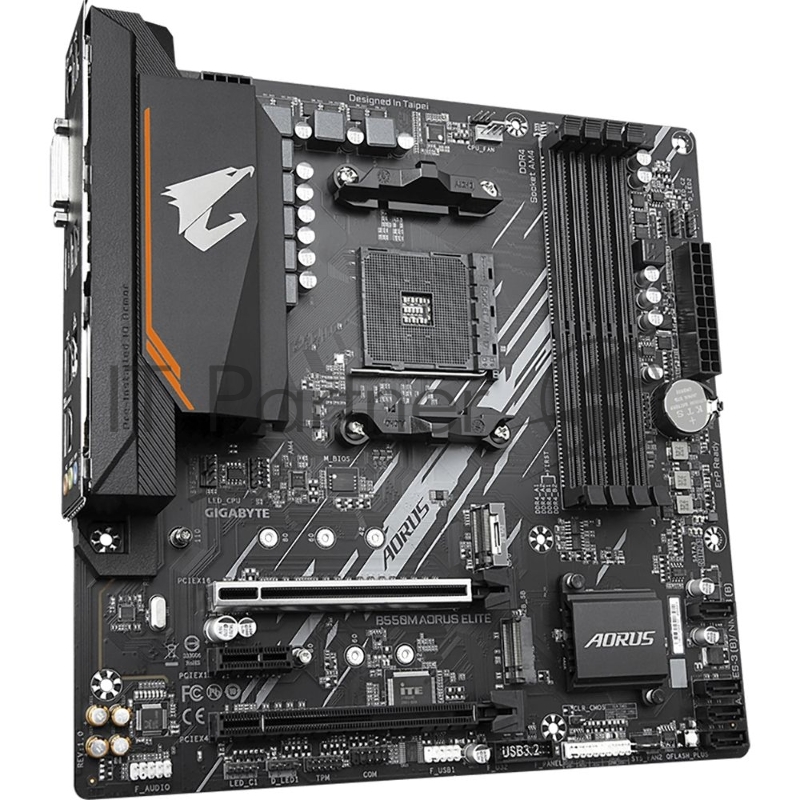 Материнская плата Gigabyte B550M AORUS ELITE, AM4, AMD B550, 4xDDR4, 4xSATA, 2xM.2, 1xPCI-E 4.0 x16, 1xPCI-E 3.0 x4, 1xPCI-E x1, 1xHDMI, 1xDVI-D, 1x 1Gb LAN, 4xUSB-A 2.0, 4xUSB-A 3.2 Gen 1, 3x3.5 мм, 7.1, Micro-ATX, OEM