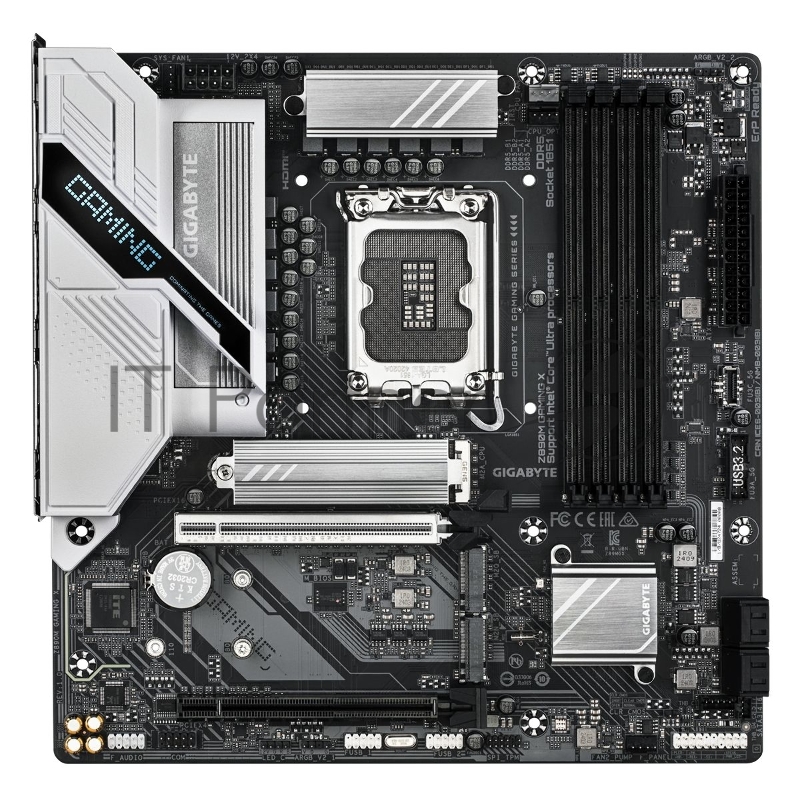 Материнская плата GIGABYTE Z890M GAMING X, LGA 1851, Intel Z890, 4xDDR5, 4xSATA, 3xM.2, 1xPCI-E 5.0 x16, 1xPCI-E 4.0 x16, 1xHDMI, 2xDisplayPort, 1x 2.5Gb LAN, 2xUSB-A 2.0, 3xUSB-A 3.2 Gen 1, 3x3.5 мм, 7.1, Micro-ATX, OEM