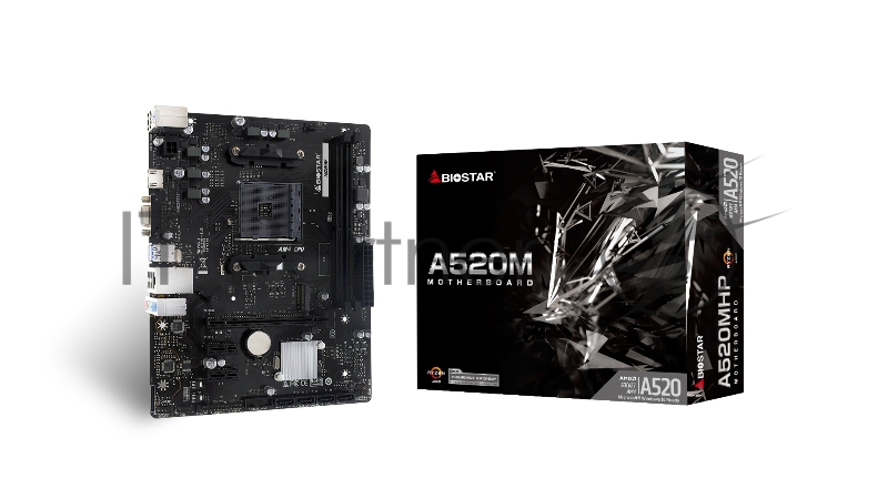 Материнская плата Biostar A520MHP Soc-AM4 AMD A520 2xDDR4 mATX AC`97 8ch(7.1) GbLAN RAID+VGA+HDMI