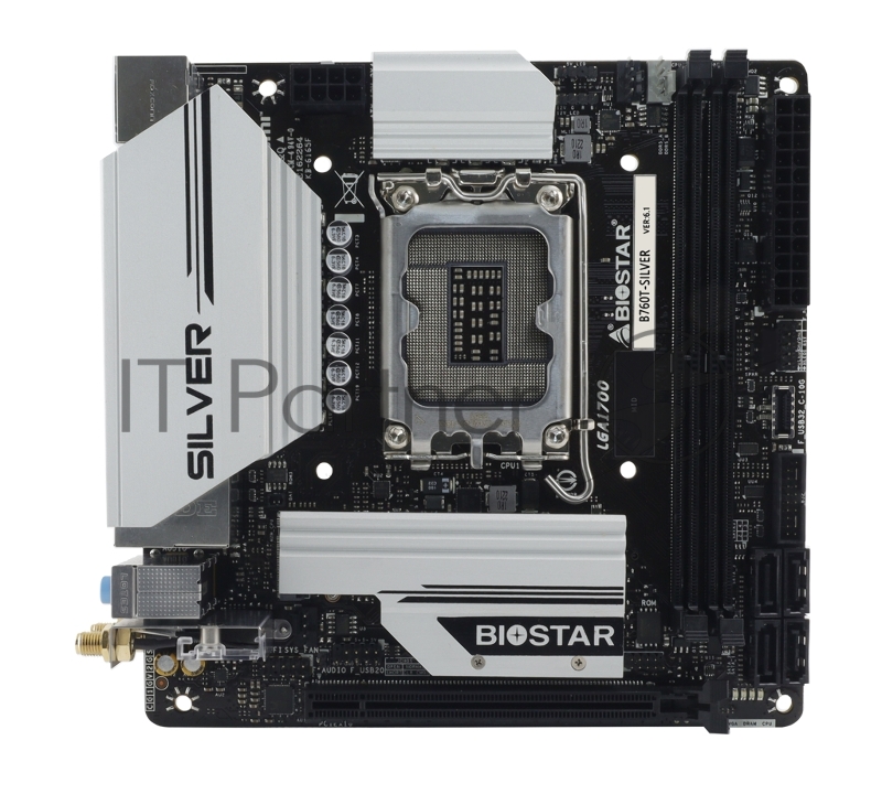 Материнская плата Biostar B760T-Silver Soc-1700 Intel B760 2xDDR5 mini-ITX AC`97 8ch(7.1) 2.5Gg RAID+HDMI+DP