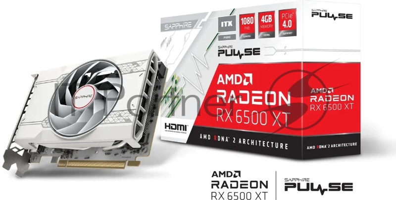 Видеокарта Sapphire PCI-E 4.0 11314-04-20G RX 6500XT ITX PURE GAMING OC AMD Radeon RX 6500XT 4Gb 64bit GDDR6 2685/18000 HDMIx1 DPx1 HDCP Ret