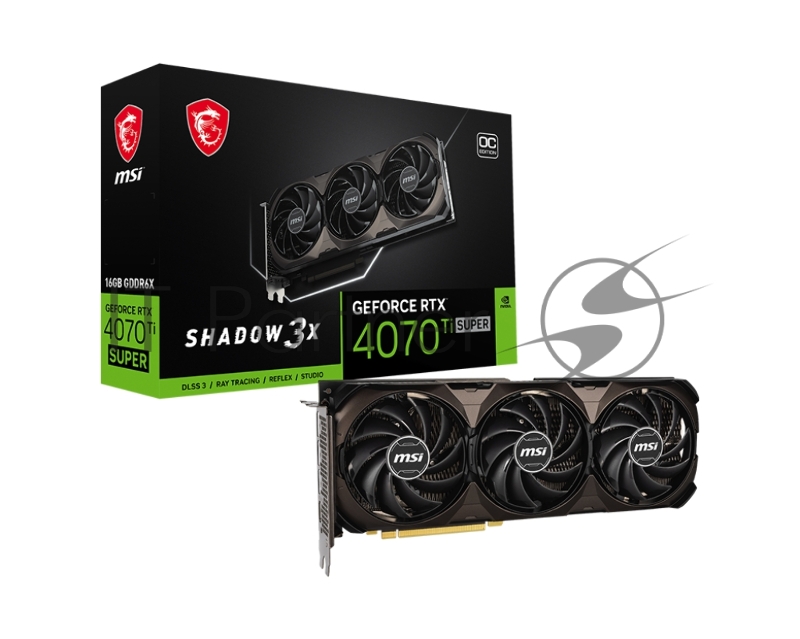 Видеокарта/ VGA MSI NVIDIA GeForce RTX 4070 Ti SUPER 16G SHADOW 3X OC 16GB, GDDR6X/256-bit, 1xHDMI 2.1, 3xDP, 2.2-slot