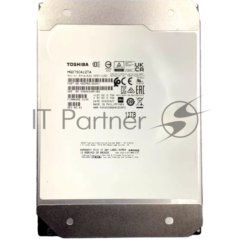 Жесткий диск Toshiba SAS 3.0 12TB MG07SCA12TA Server Enterprise Capacity 4KN (7200rpm) 256Mb 3.5