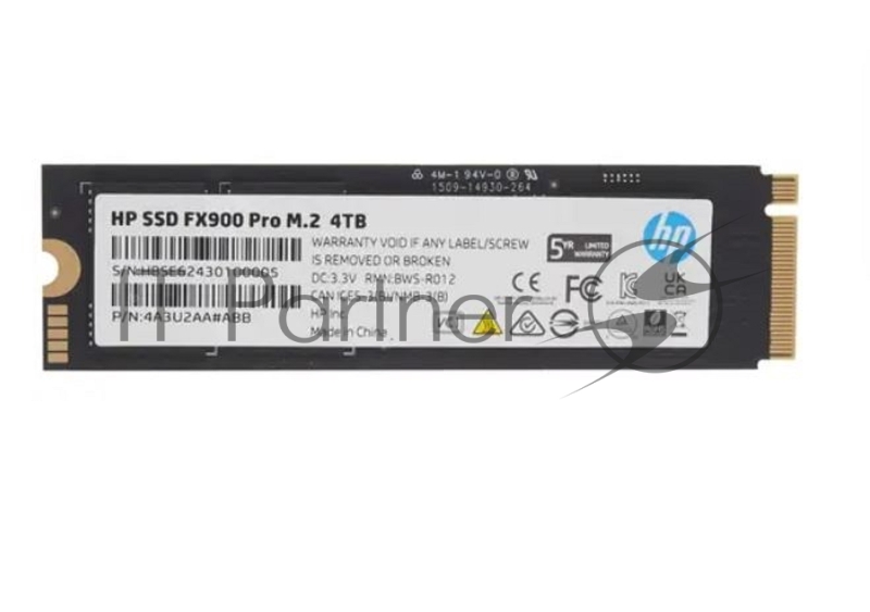 Твердотельный накопитель SSD M.2 HP 4.0Tb FX900 Pro Series <4A3U2AA#ABB> (PCI-E 4.0 x4, up to 7400/6300MBs, 3D NAND, DRAM Cache, 2400TBW, NVMe 1.4, 22х80mm)