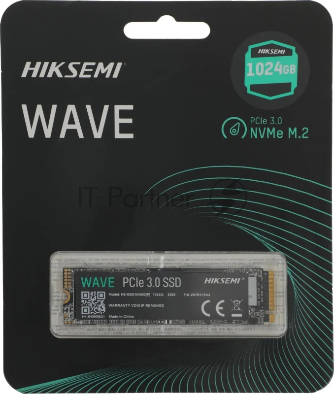 Твердотельный накопитель SSD M.2 HIKSEMI 1.0Tb <HS-SSD-WAVE(P) 1024G> (PCI-E 3.0 x4, up to 2450/2450MBs, 3D NAND, 240TBW)