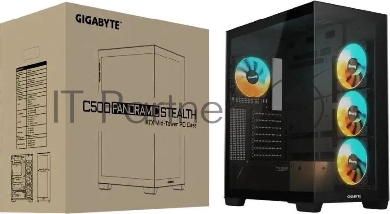 Корпус Gigabyte GB-C500P ST черный без БП ATX 3x120mm 6x140mm 2xUSB3.0 1xUSB3.1 audio bott PSU