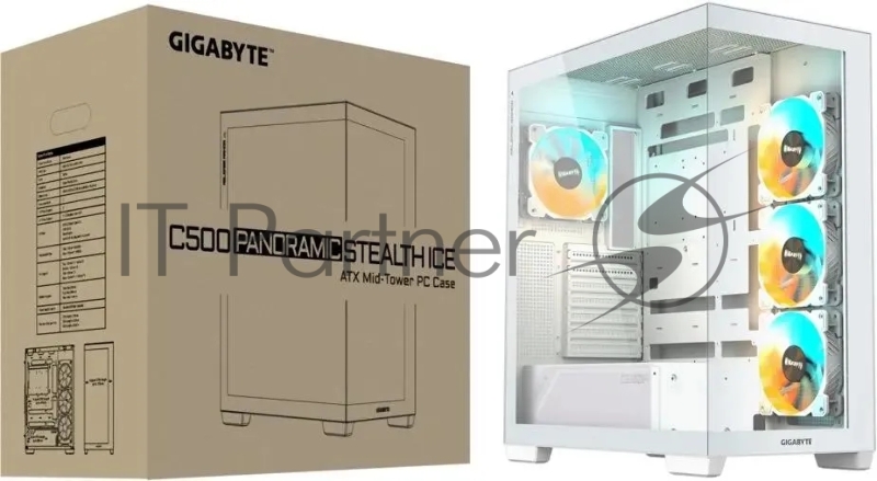 Корпус Gigabyte GB-C500PI ST белый без БП ATX 3x120mm 6x140mm 2xUSB3.0 1xUSB3.1 audio bott PSU