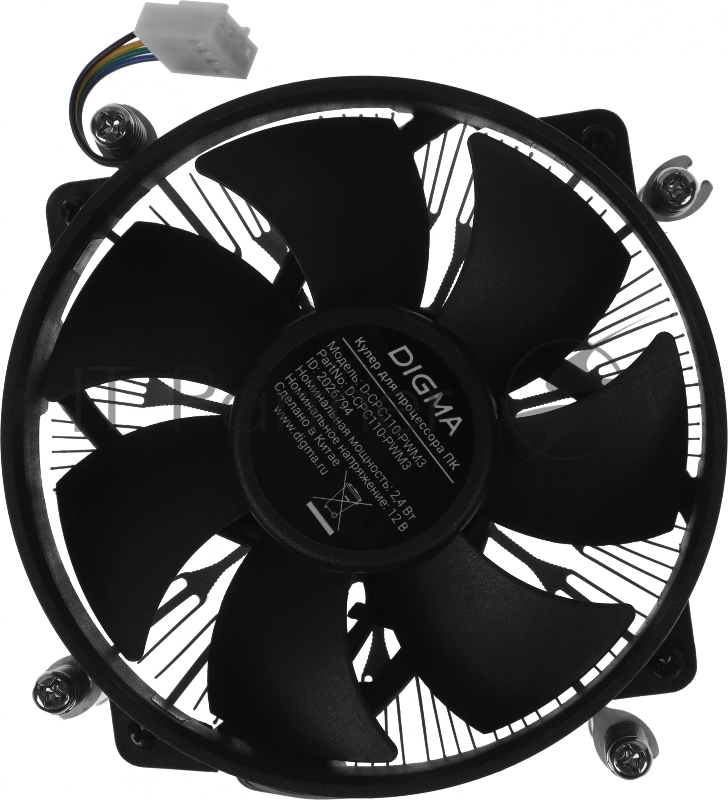 Устройство охлаждения(кулер) Digma D-CPC110-PWM3 92x92x25mm Soc-1200/1150/1151/1155 черный 4-pin 25dB Al+Cu 110W Ret