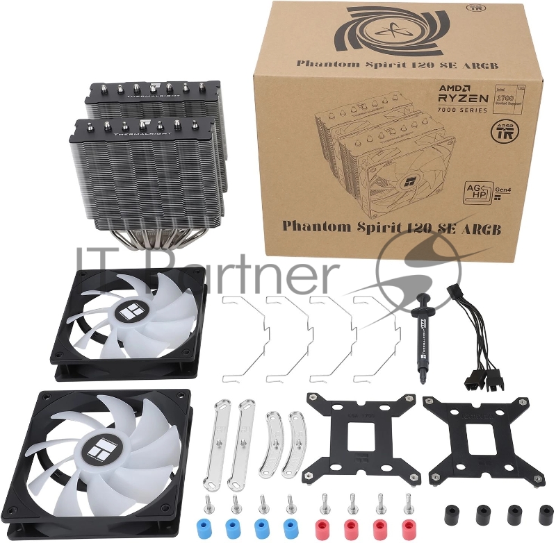 Устройство охлаждения(кулер) Thermalright Phantom Spirit 120 SE ARGB Soc-AM5/AM4/1151/1200/1700 черный 4-pin 25.6dB Al+Cu 765gr Ret (PS120-SE-ARGB)