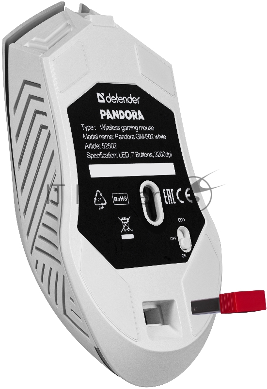 Мышь беспроводная Defender Pandora GM-502 белый, 3200 dpi, радиоканал, USB, кнопки - 7