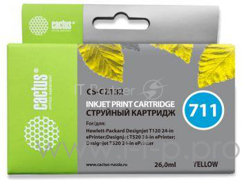 Картридж струйный Cactus CS-CZ132 №711 желтый для HP DJ T120/T520 (26мл)
