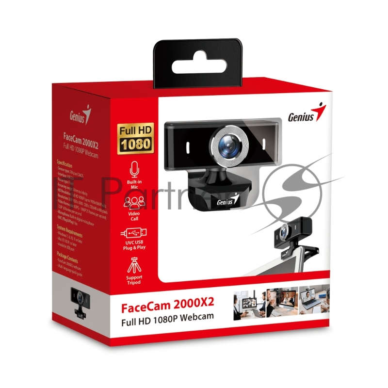 Камера Genius FaceCam 2000X2, microphone, USB 2.0, FULL HD, manual focus, CMOS, 2 MP, color: black