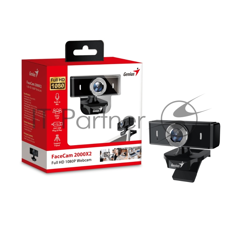 Камера Genius FaceCam 2000X2, microphone, USB 2.0, FULL HD, manual focus, CMOS, 2 MP, color: black