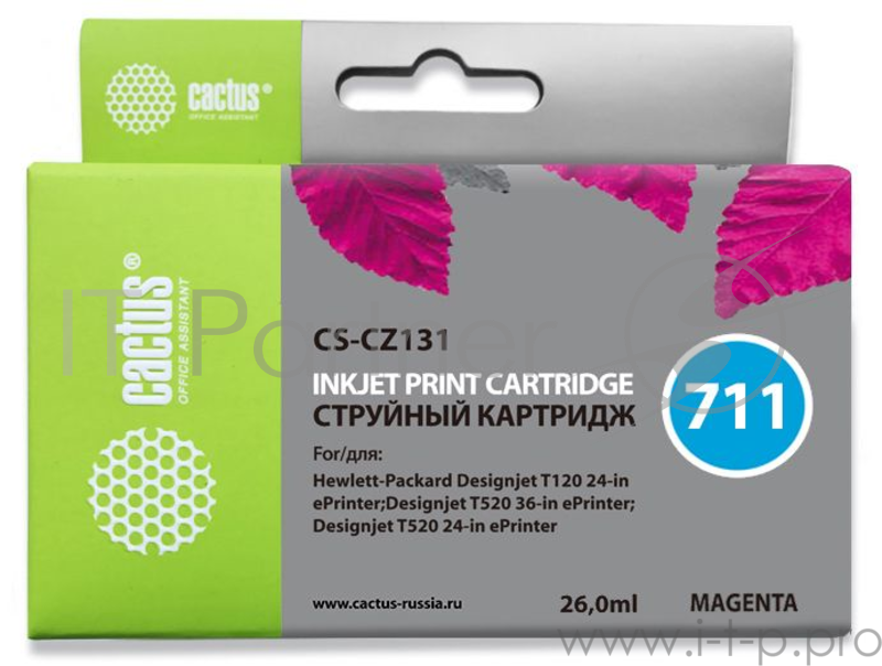 Картридж струйный Cactus CS-CZ131 №711 пурпурный для HP DJ T120/T520 (26мл)