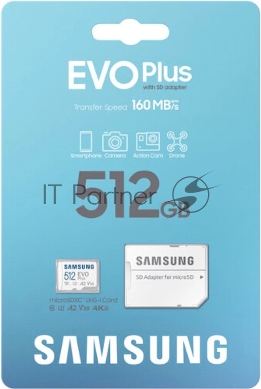 Флеш карта microSDXC 512GB Samsung MB-MC512SA/EU EVO Plus + adapter