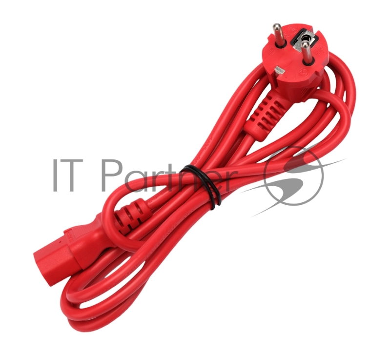 Кабель питания Cablexpert Россия PC-186-VDE-R-1.8M, Schuko-C13, 3x0.75мм2, 10A, с заземлением, медь, 1.8м, красный, пакет