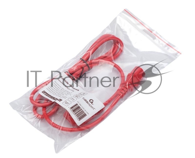 Кабель питания Cablexpert Россия PC-186-VDE-R-1.8M, Schuko-C13, 3x0.75мм2, 10A, с заземлением, медь, 1.8м, красный, пакет