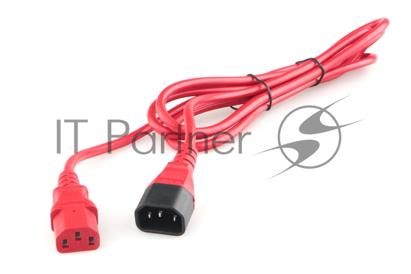 Кабель питания Cablexpert Россия PC-189-VDE-R-1.8M, C13-С14, 3x0.75мм2, 10A, с заземлением, медь, 1.8м, красный, пакет