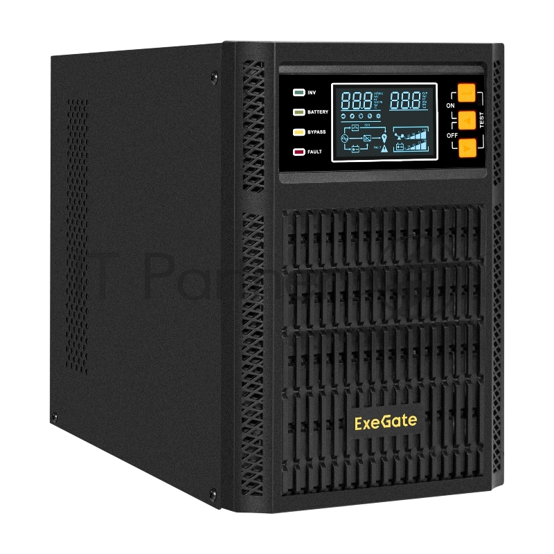 ИБП On-line ExeGate PowerExpert TL-1000.LCD.AVR.2SH.USB.RS232. <1000VA/1000W, On-Line, PF=1, LCD, 2*Schuko, RS232, USB, SNMP-slot, встроенные батареи 12V 7.2Ah - 2шт, Tower, металлический корпус, Black>