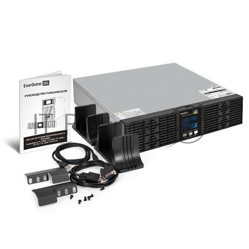 ИБП On-line ExeGate PowerExpert ULS-575-10kVA.LCD.AVR.T.USB.RS <10000VA/10000W, On-Line, PF=1, LCD, клеммы, RS232, USB, SNMP-slot, EPO, батареи внешние 192В/240В суммарной емкостью до 400Ah, Rackmount 2U/Tower, металлический корпус, Black>
