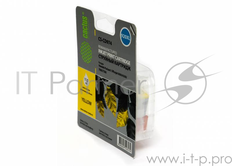 Картридж струйный Cactus CS-CD974 №920XL желтый для HP DJ 6000/6500/7000/7500 (14.6мл)