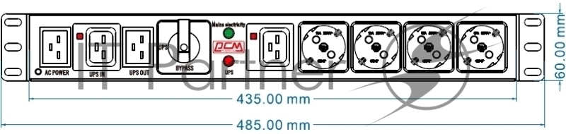 Байпас Powercom MBS1605-1C19-4Schuko