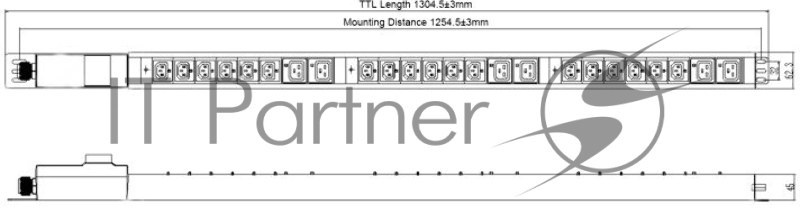 Блок распределения питания Powercom PDU-32AV24-18C3-6C9-3P верт.размещ. 18xC13 6xC19 3x32A IEC 60309 2м