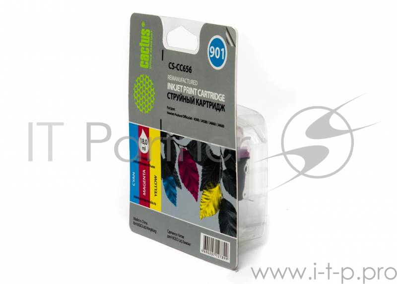 Картридж струйный Cactus CS-CC656 многоцветный для №901 for HP OfficeJet-4500/J4580/J4660/J46 (18m