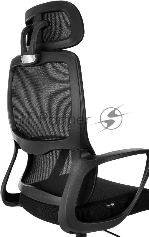 Кресло руководителя Бюрократ Wise черный сетка/ткань с подголов. крестов. пластик