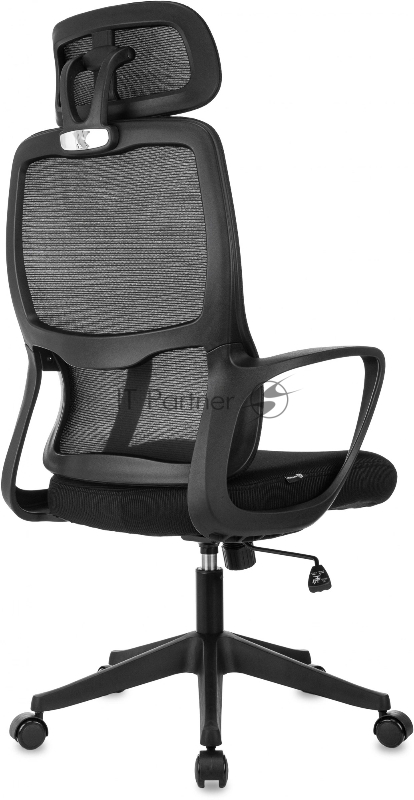 Кресло руководителя Бюрократ Wise черный сетка/ткань с подголов. крестов. пластик