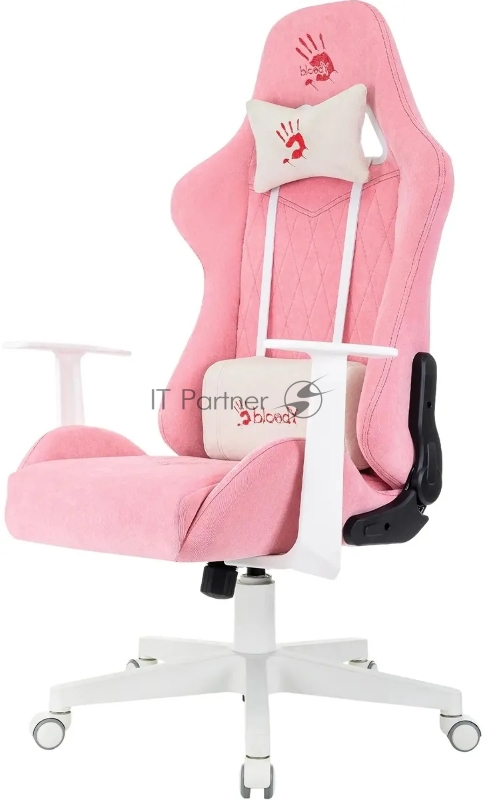 Кресло игровое A4Tech Bloody GC-930 розовый с подголов. крестов. пластик пластик белый