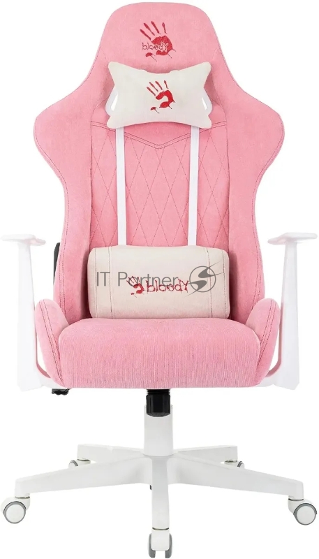 Кресло игровое A4Tech Bloody GC-930 розовый с подголов. крестов. пластик пластик белый