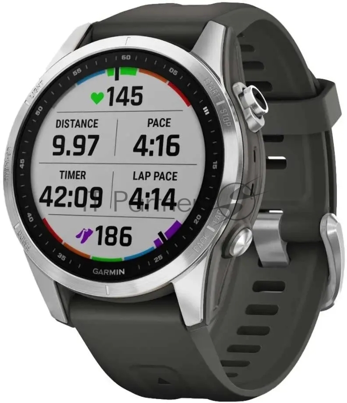 Смарт-часы Garmin Fenix 7s серебристый с графитовым ремешком 42мм