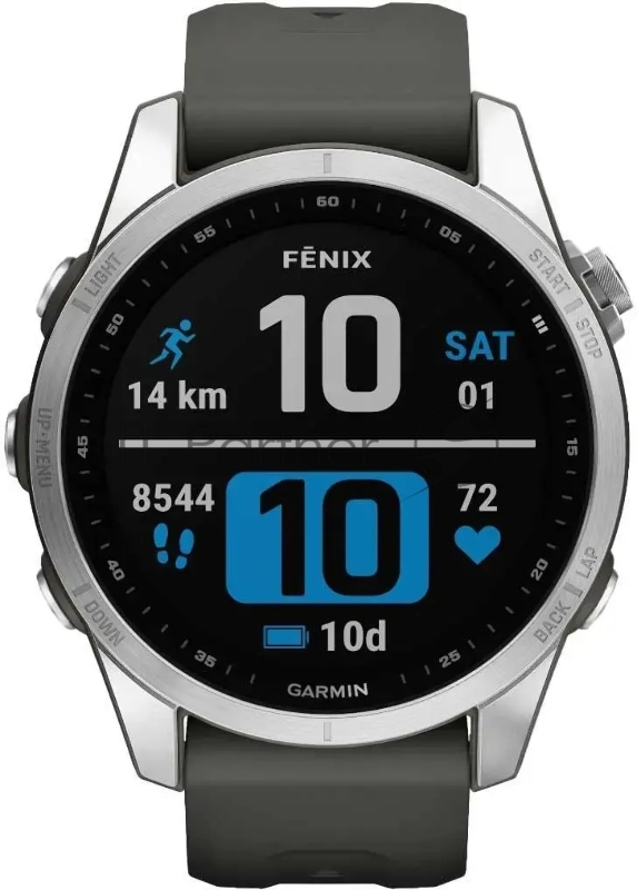 Смарт-часы Garmin Fenix 7s серебристый с графитовым ремешком 42мм