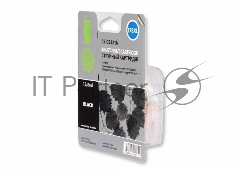 Картридж струйный Cactus CS-CB321N(CS-CB321) №178XL черный для HP PS B8553/C5383/C6383/D5463 (18.6мл