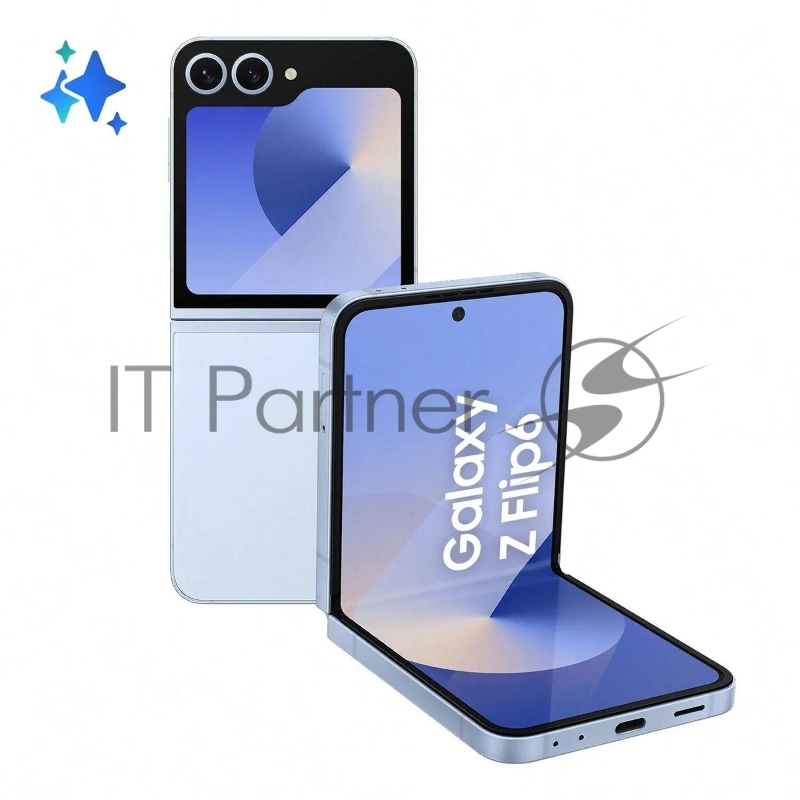 Смартфон Samsung SM-F741B Galaxy Z Flip 6 512Gb 12Gb голубой раскладной 3G 4G 1Sim 6.7 1080x2640 Android 14 50Mpix 802.11 a/b/g/n/ac/ax NFC GPS GSM900/1800 GSM1900 TouchSc Protect